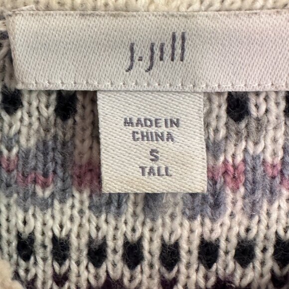 J Jill Pullover Sweater Hoodie Stripes Cozy Knit Cotton Blend Women's Small Tall - Picture 3 of 7